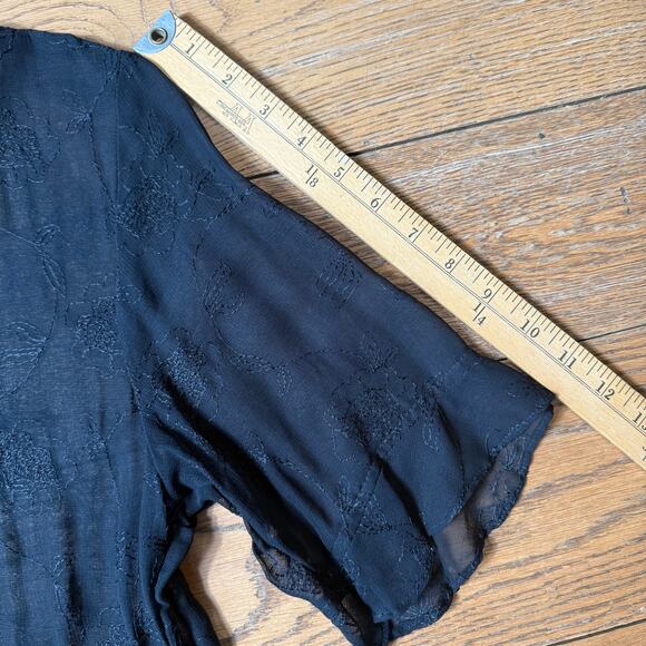 VTG Alexander Brown Los Angeles Maxi Dress SZ 1 Embroidered Sheer Witchy Fairy - Picture 10 of 10